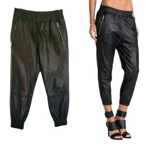 OAK Lamb Leather Runner Jogger Pants Cropped Black Biker Grunge Goth Motocore